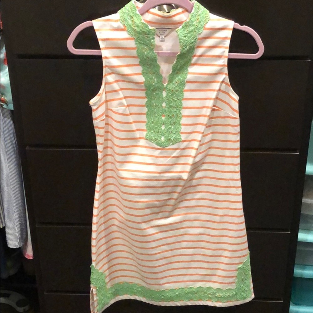 Striped Sheath Dress with Lace